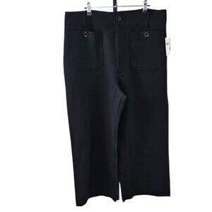 Anthropologie Maeve The Colette Knit Crop Wide-Leg Pants, High Rise, Black, 34